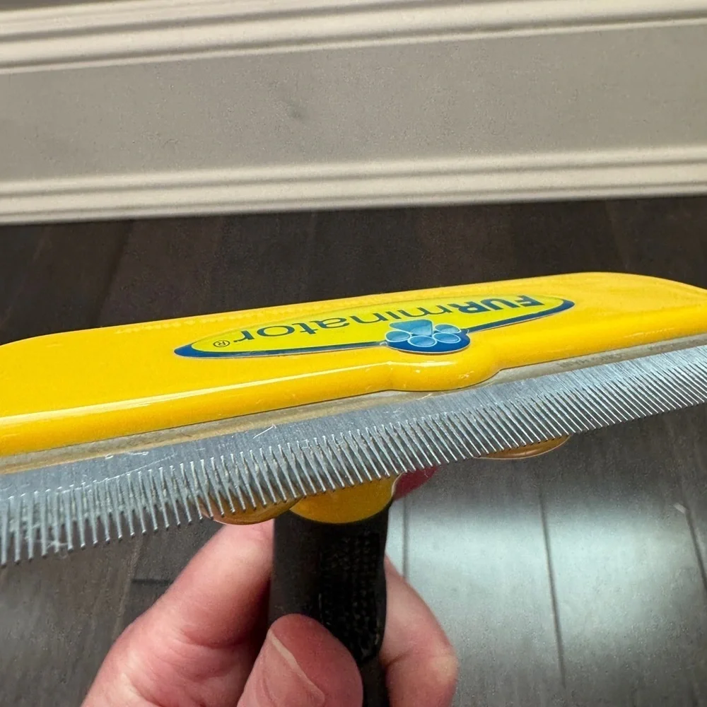 FURminator Undercoat Long Hair Deshedding Dog Cat Yellow Grooming Brush